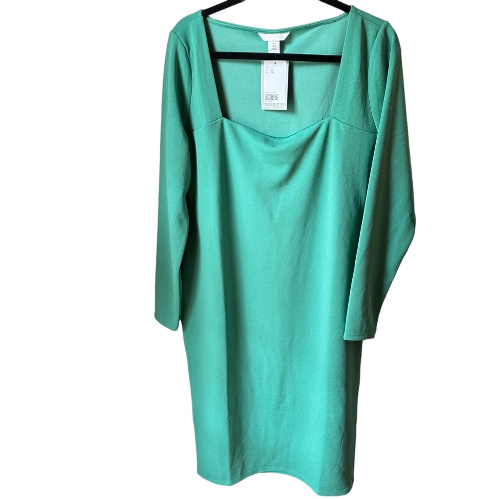 NWT H&M Square Neck Green Dress | Size XL - Picture 5 of 9